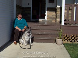 Shadow with Cathy, his owner and handler