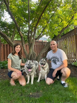 Caroline, Alan, Kessa and Ella Norwegian Elkhounds